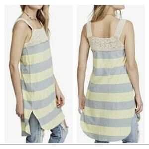 Free People We The Free Luca Crochet‎ Striped Tunic Tank Top Size Small